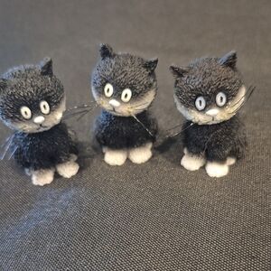Dubout Set Of 3 Adorable Black and White Cat Figurines